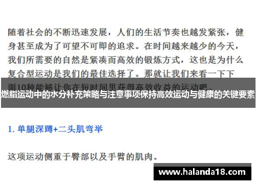 燃脂运动中的水分补充策略与注意事项保持高效运动与健康的关键要素